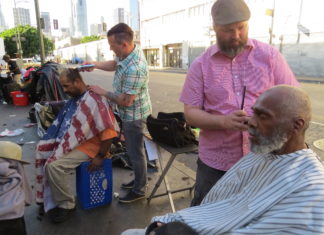 Silver Lake Love Gives Haircuts to Our Homeless Veterans On Veterans Day